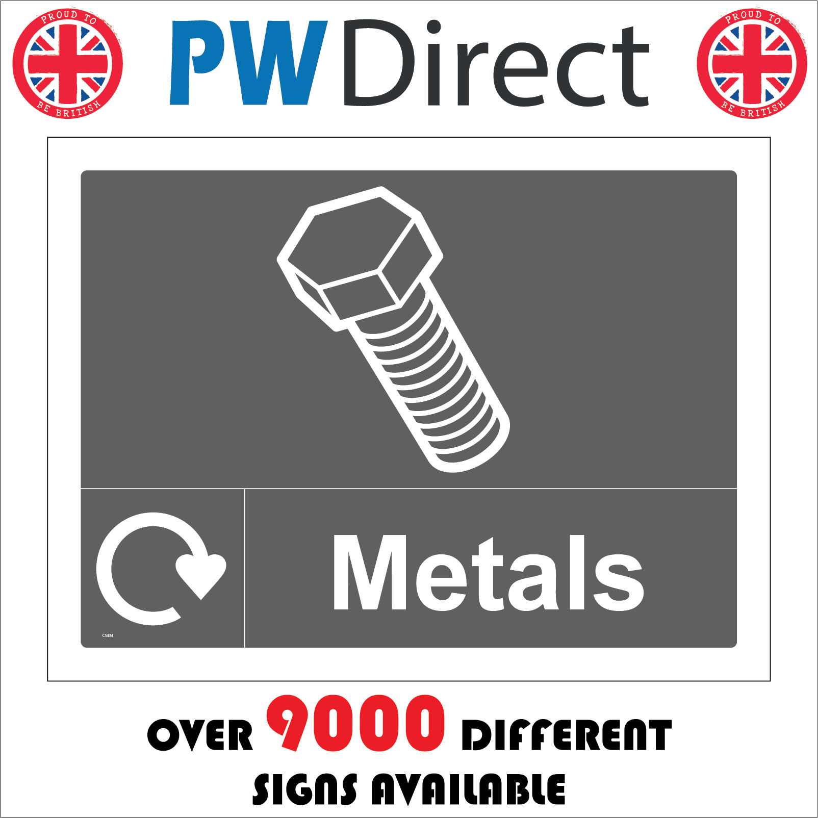 CS434 METALS SIGN WASTE RECYCLING RECLAIM SKIP DEMOLITION NUTS BOLTS