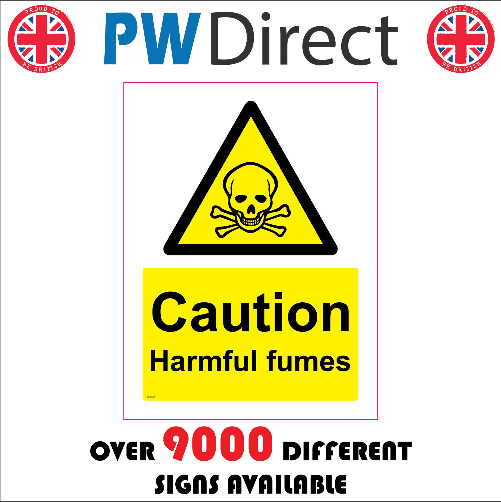 WS197 CAUTION HARMFUL FUMES SIGN HEALTH AND SAFETY WARNING DANGER RISK