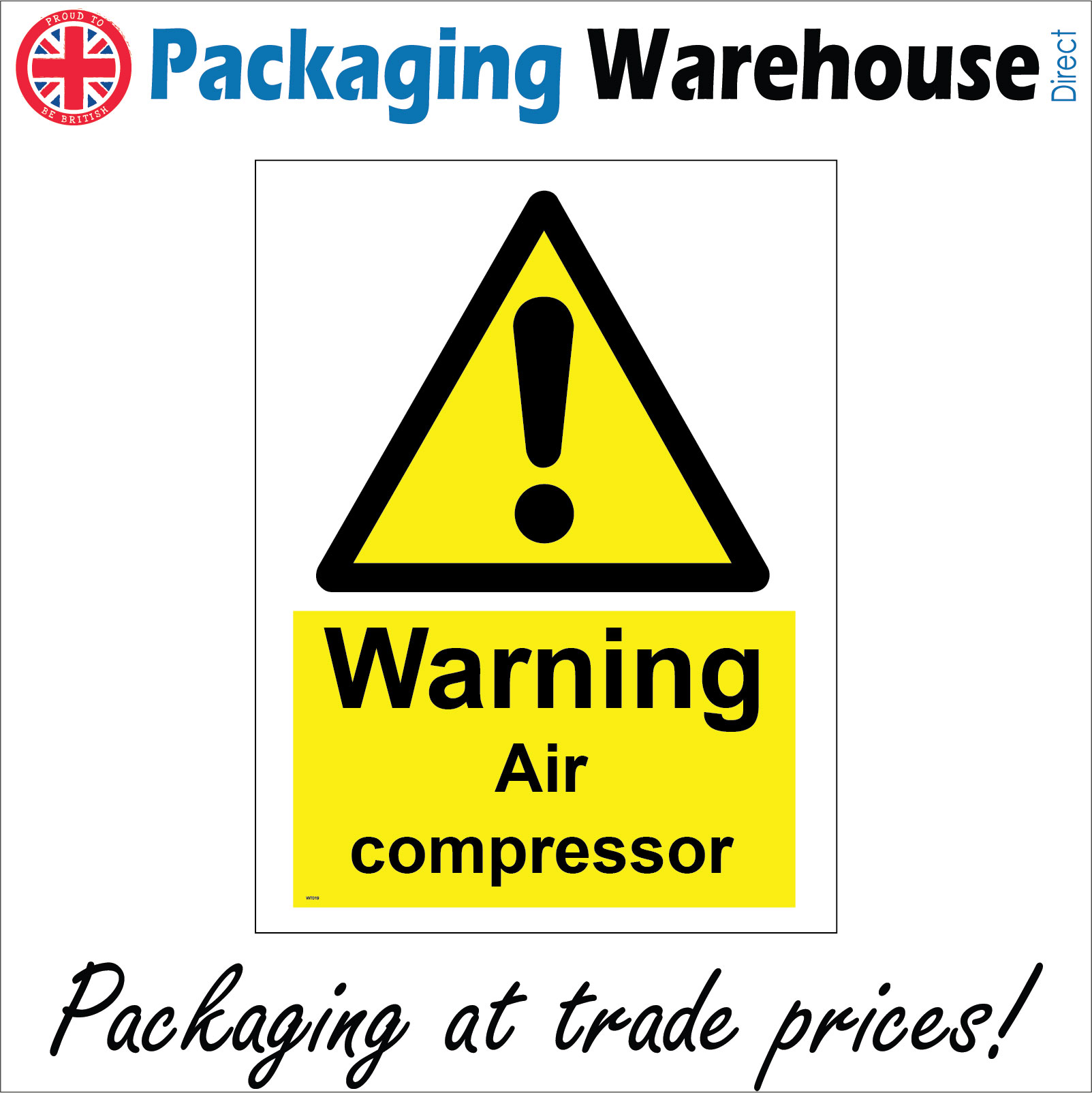 WT019 WARNING AIR COMPRESSOR SIGN CAUTION RISK DANGER TO HEALTH USE